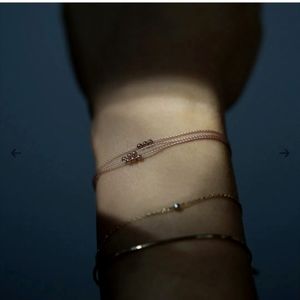 Catbird friendship bracelet with rose gold beads